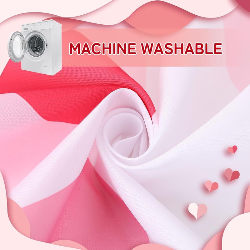 BOARDFEB Valentine's Day Shower Curtain, 72 X 72 Inches Heart Valentine Shower Curtain Romantic Red Hearts Bathroom Decor with Hooks Set Polyester Fabric Bathroom Bathtubs Decor - Image 4